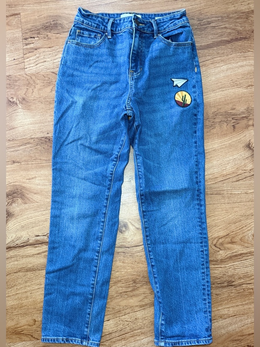 Pacsun Retro Mom Jeans Women's Size 24 High Waist Patches Medium Wash Denim